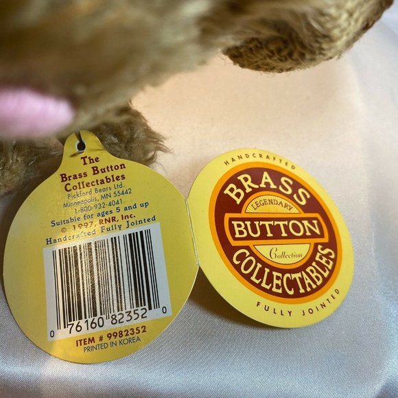 Bunny Rabbit Plush Flora Original Brass Button - Picture 5 of 11